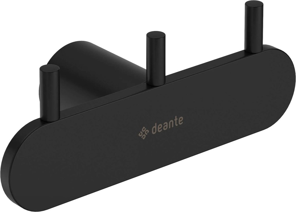 Deante Round, kúpeľňový 3-háčik na uteráky, čierna matná, DEA-ADR_N131