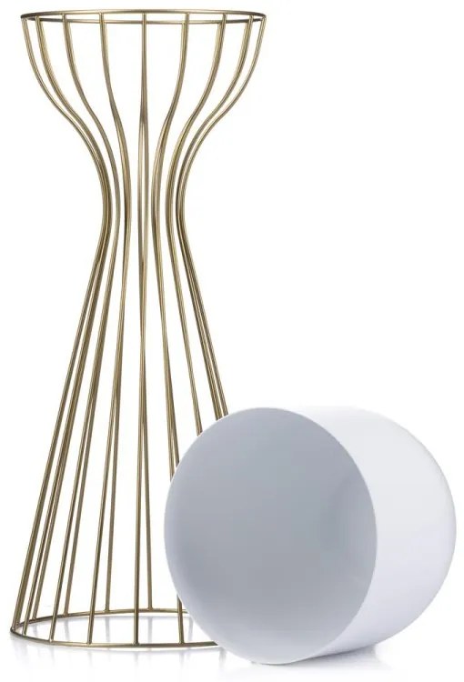 Kvetináč na stojane LOFT V 56 cm zlatý/biely