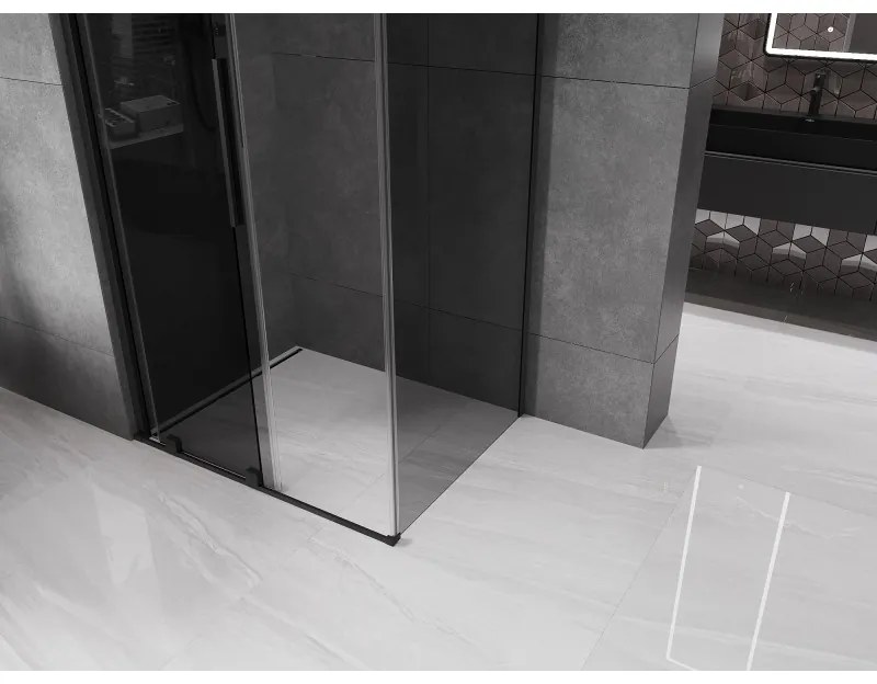 Mexen Velar, sprchový kút s posuvnými dverami 100 x 80 cm, 8mm šedé sklo, čierna matná, 871-100-080-41-70