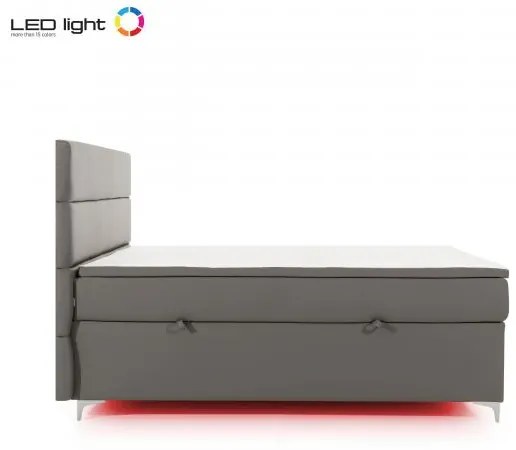 Posteľ Boxspring Amadeus + LED 200x180, šedá (koženka - bao 10)