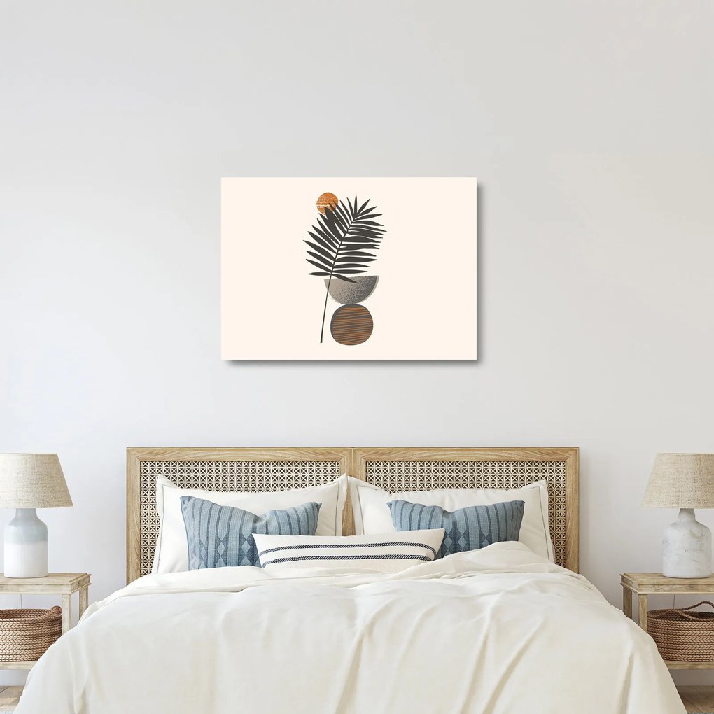 Sklenený obraz - Abstrakcia s palmovým listom (70x50 cm)