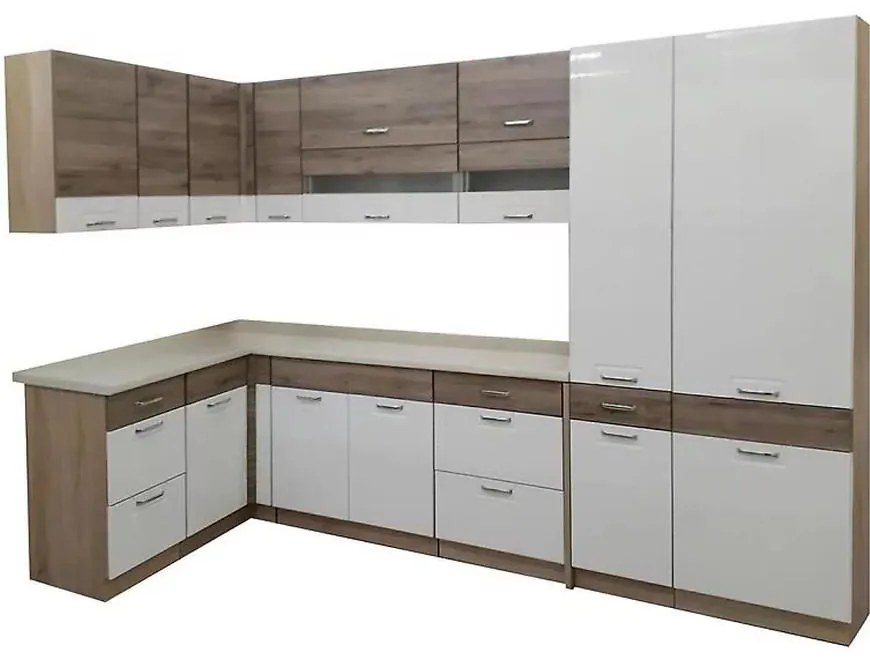 Kuchynská linka  Econo 160 x 290 cm dub sonoma/biela/san remo