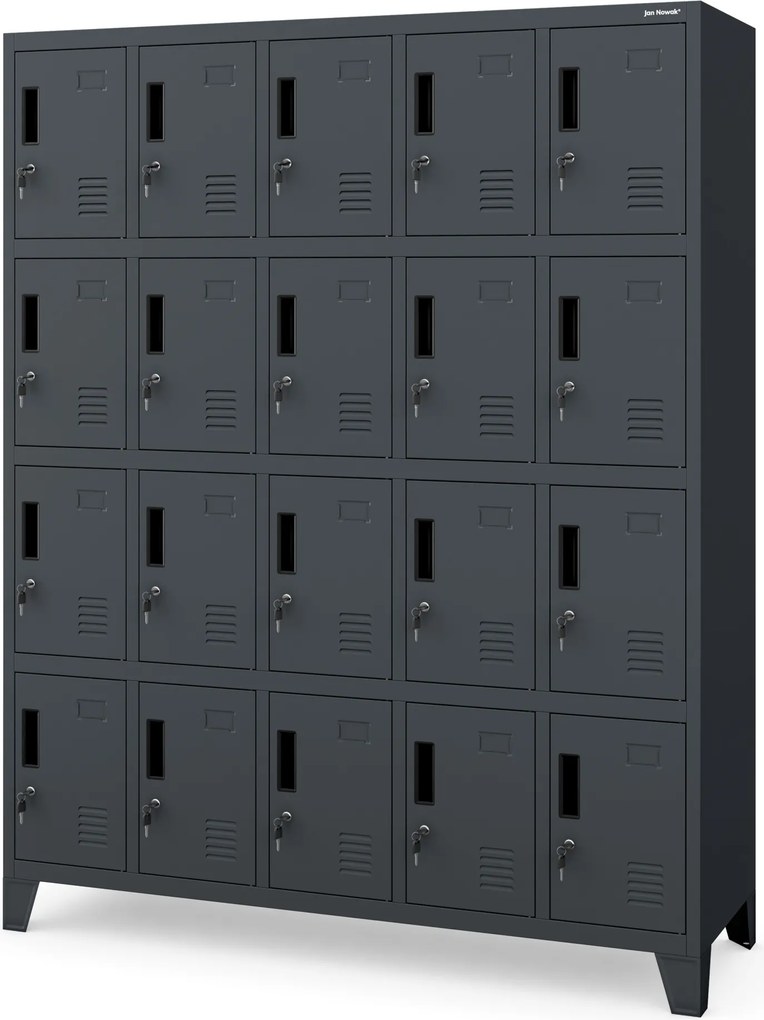 Skriňa s priehradkami s 20 priehradkami ROBERT, 1360 x 1720 x 450 mm, antracitová