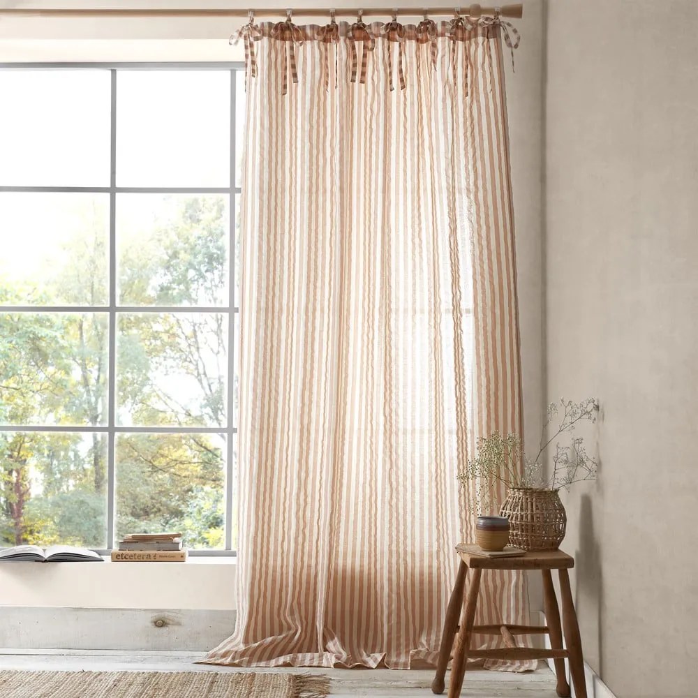 Záclona v terakotovej farbe 140x183 cm Zanzibar Stripe – Pineapple Elephant