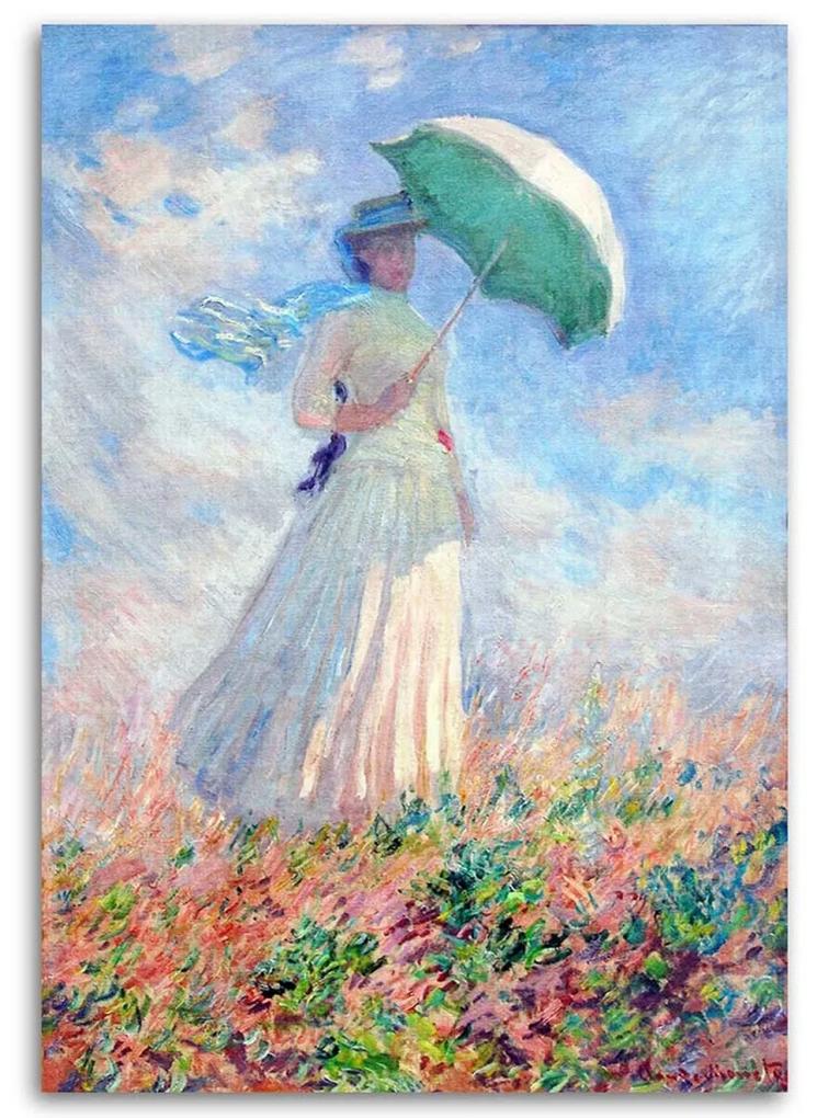 Obraz na plátně REPRODUKCE Žena s deštníkem - C.Monet, - 60x90 cm