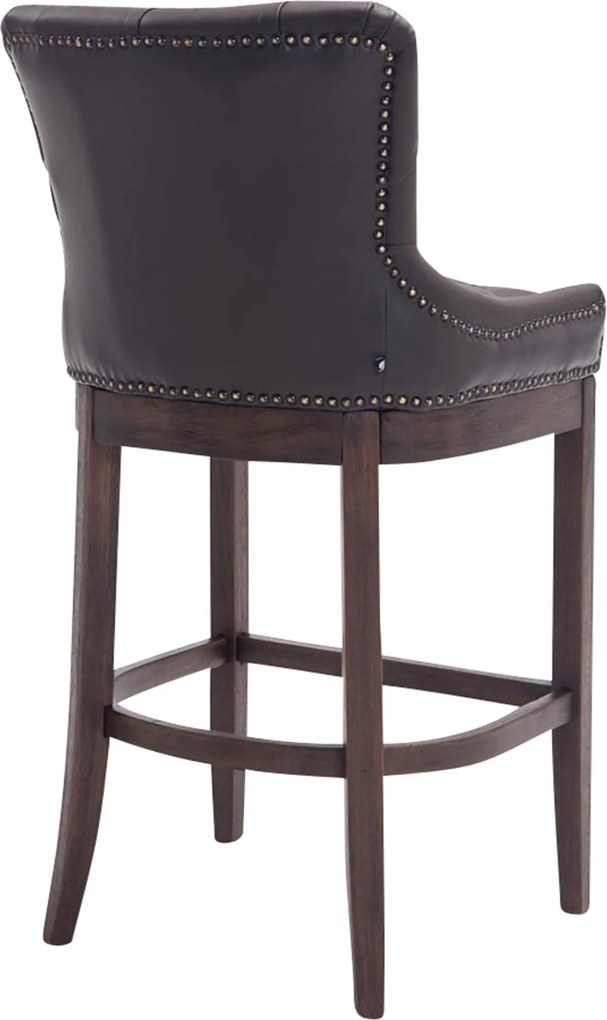 Barová stolička Buckingham - koža, drevené nohy tmavá antik - Hnedá
