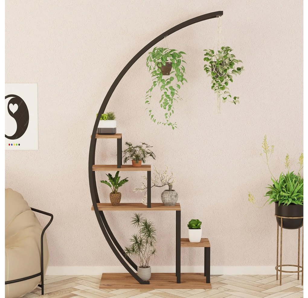 Regál Gardenia (atlantická borovica + čierna). Akcia -17%. Vlastná spoľahlivá doprava až k Vám domov. 1089699