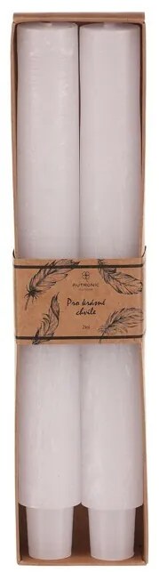 Súprava kónických sviečok, biela, 2 ks, parafín