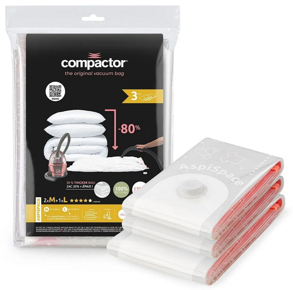 Compactor 3-dielna sada vákuových vriec Compactor Bag Aspispace