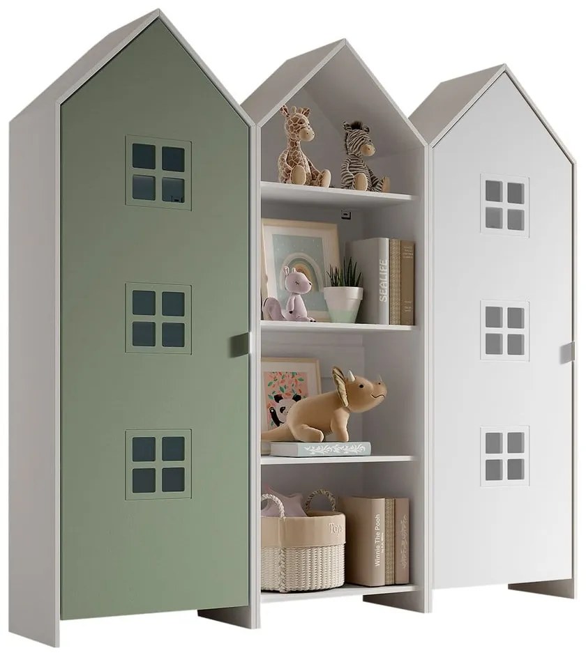 Bielo-zelená otvorená detská šatníková skriňa 173x171,5 cm CASAMI BRUGES – Vipack