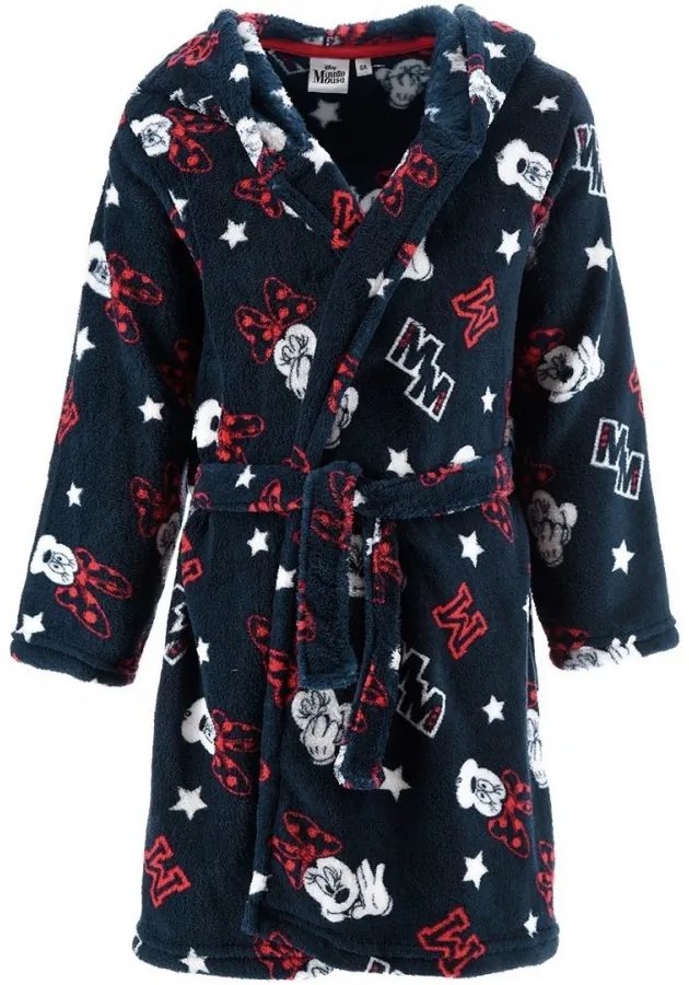 Detský / dievčenský coral fleece župan s kapucňou Minnie Mouse - Disney, EU 128 Tmavo modrá