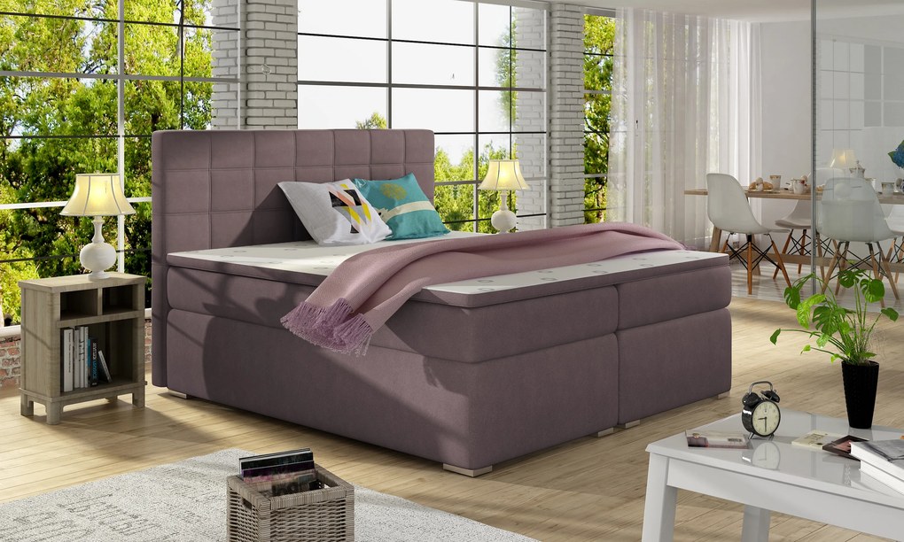 Manželská posteľ Boxspring 160 cm Abbie (ružová) (s matracmi). Akcia -14%. Vlastná spoľahlivá doprava až k Vám domov. 1027421