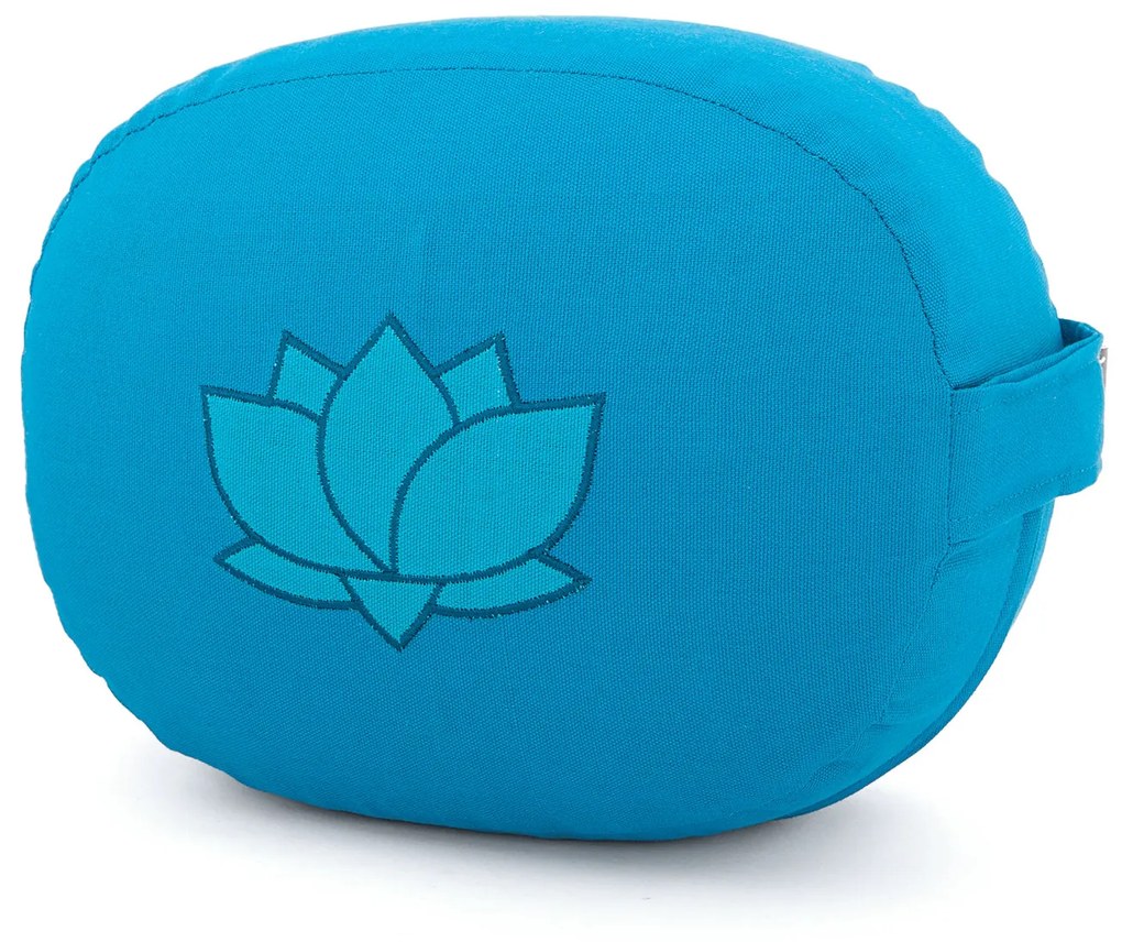 Bodhi Yoga Bodhi Meditačný vankúš oválny s lotosovým kvetom z organickej bavlny 29 x 15 cm Farba: Tyrkysová