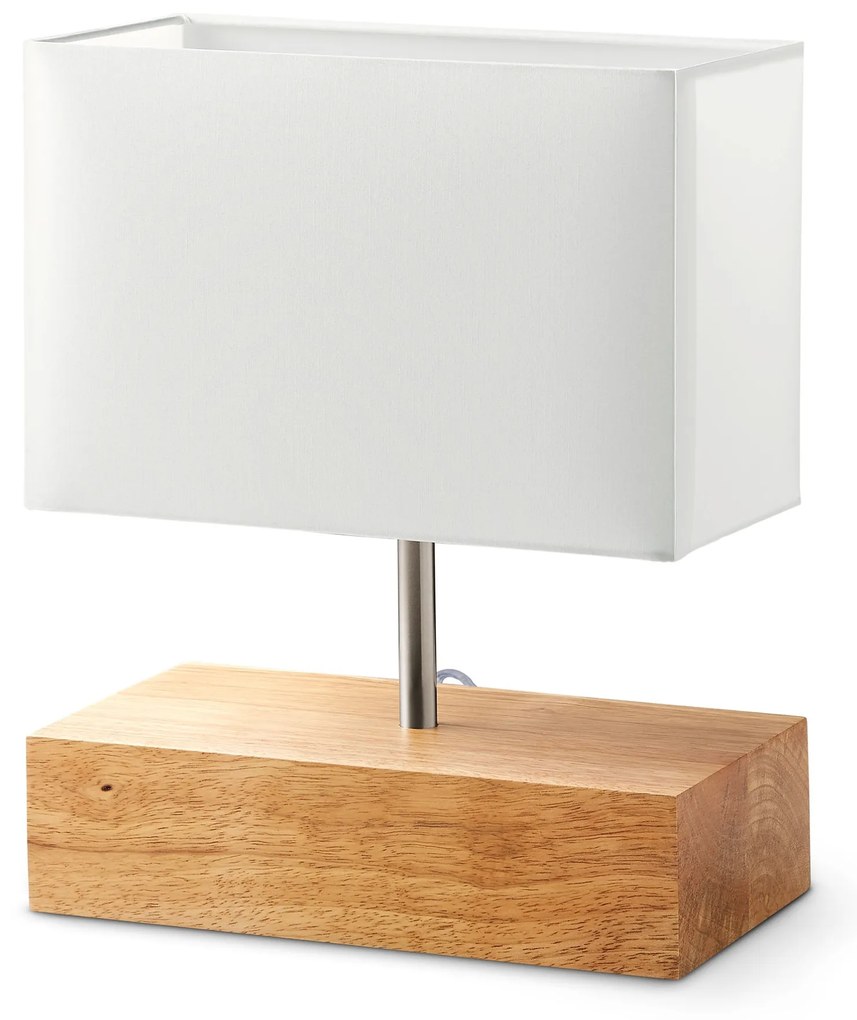 Stolová lampa s dreveným podstavcom