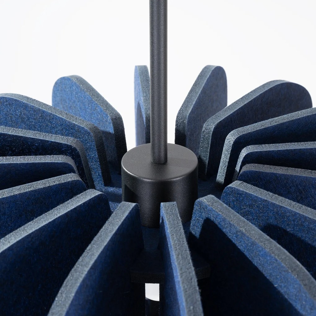 Závesné svietidlo Mula, 1x modré plstené tienidlo, (fi 45cm)