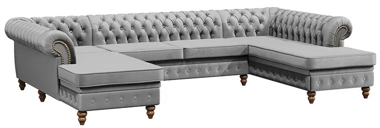 PROXIMA.store - Luxusná sedačka CHESTERFIELD LONG U FARBA NÔH: orech, DRUH LÁTKY: TORRE - 4, FARBA OZDOBNÝCH ŠPENDLÍKOV: chróm