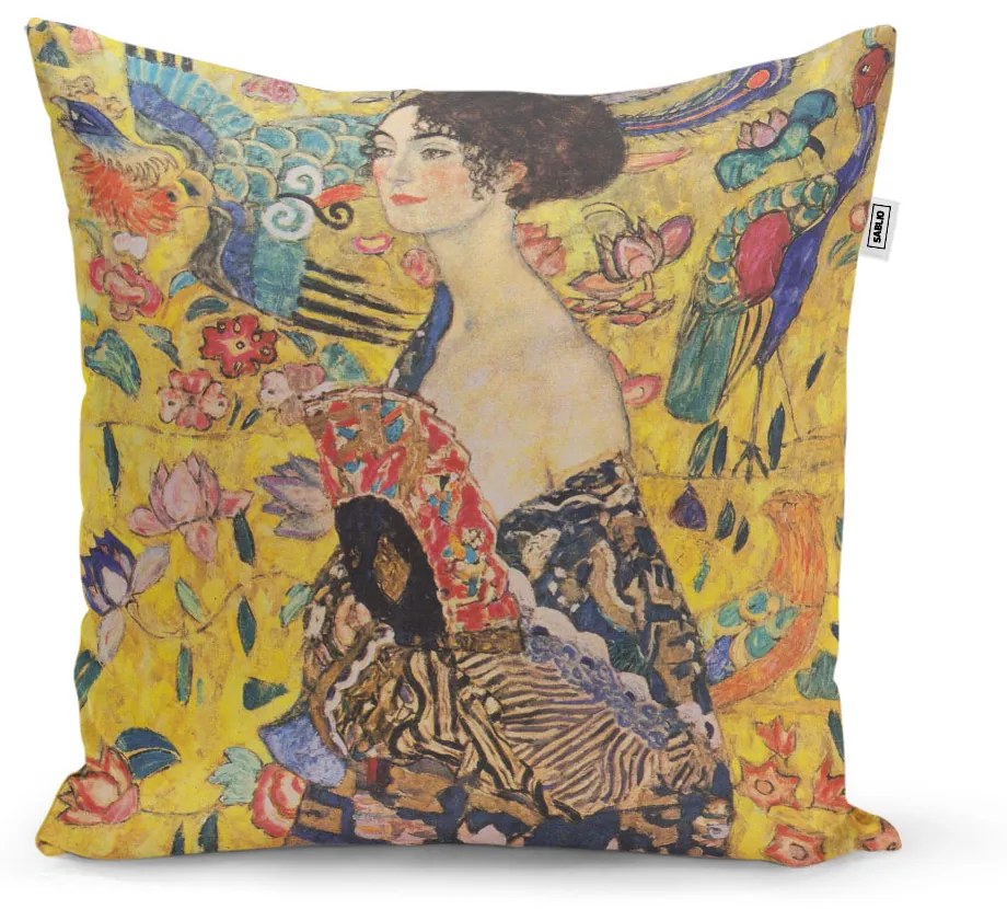 Sablio Vankúš Dáma s vejárom - Gustav Klimt - 40x40 cm