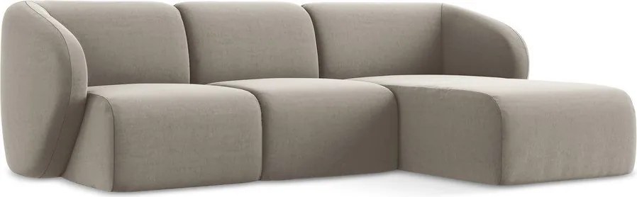 Svetlohnedá zamatová rohová pohovka (pravý roh/s leňoškou) Lani – Makamii