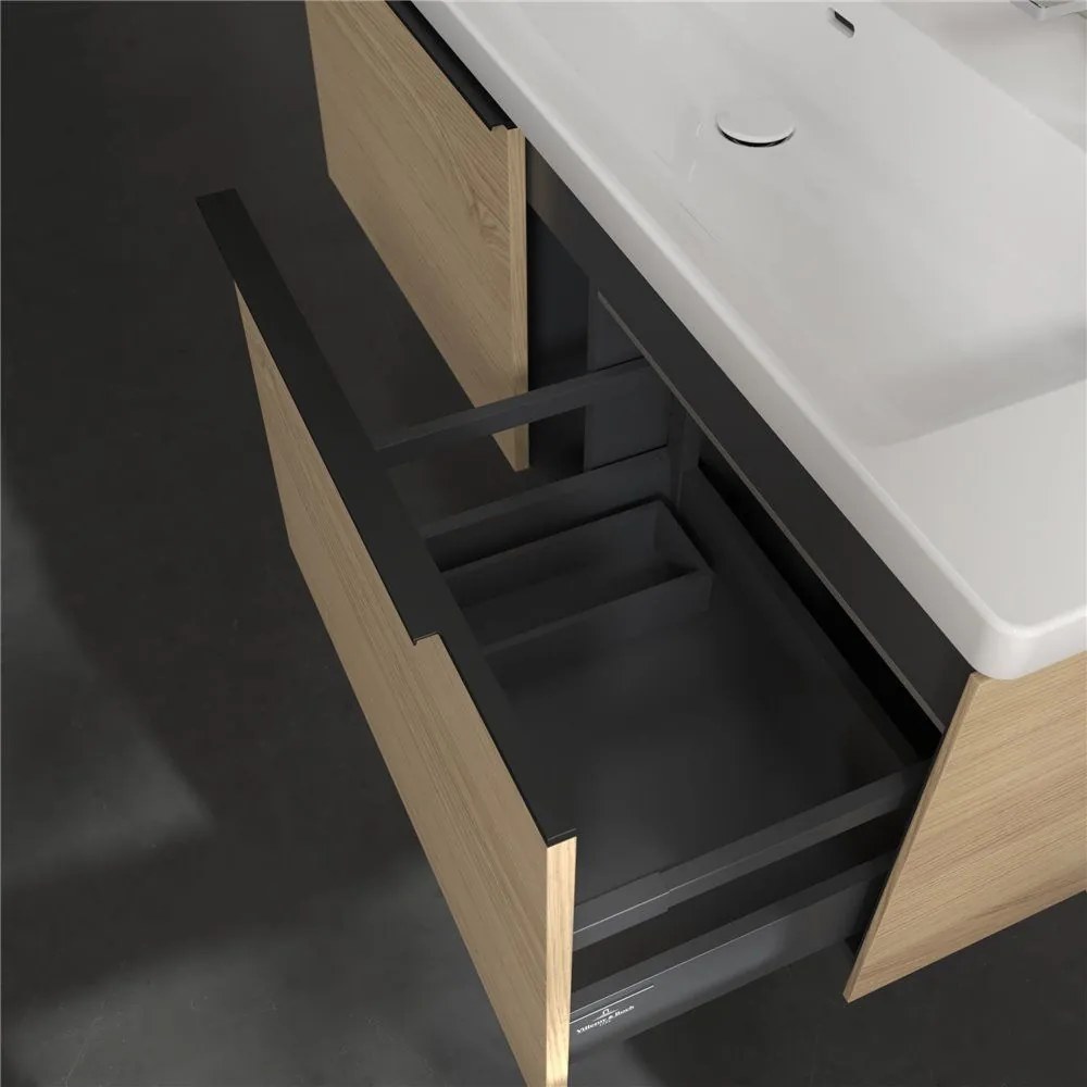 VILLEROY &amp; BOCH Subway 3.0 závesná skrinka pod umývadlo, 2 zásuvky, s LED osvetlením, 1272 x 478 x 429 mm, Nordic Oak, C601L1VJ