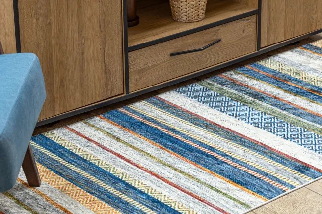 Protišmykový koberec / behúň ANDRE 35950 modrý / žltý