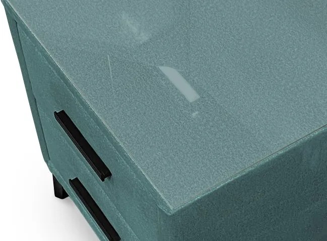 Nočný stolík s 2 zásuvkami Joy, modrozelená aqua látka