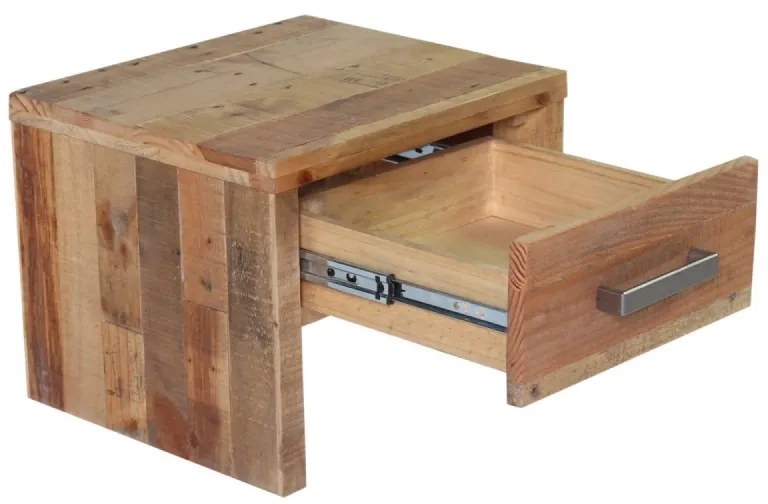 furniture-nabytek.cz - Masívny nočný stolík Albury z recyklovanej borovice, lakovaný, prírodná farba