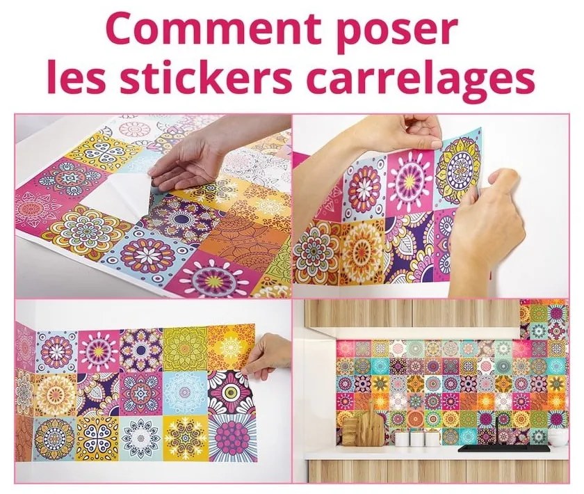 Sada 60 dekoratívnych samolepiek na stenu Ambiance Fernando, 15 × 15 cm