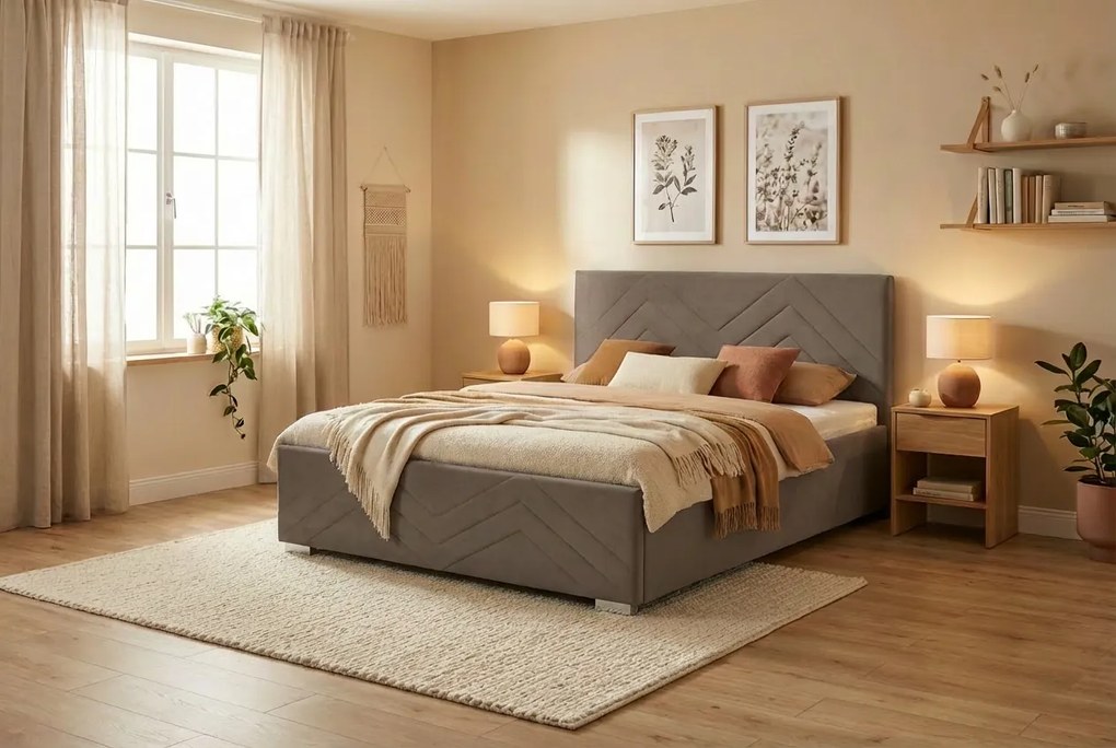 Postel CINDY 180x200 cm Svetlohnedá Bez matraca