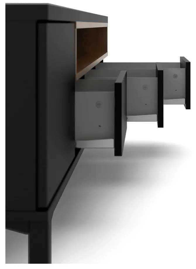 Čierny TV stolík 156x48x48 cm Roomers – Tvilum