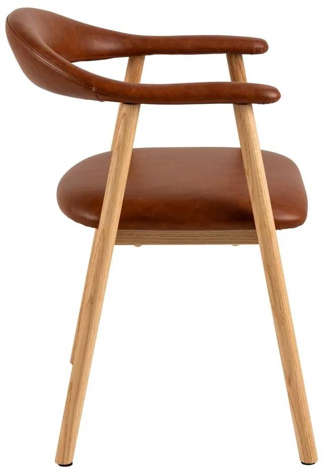 Koňakovohnedá/v prírodnej farbe jedálenská stolička z imitácie kože Addi – Actona