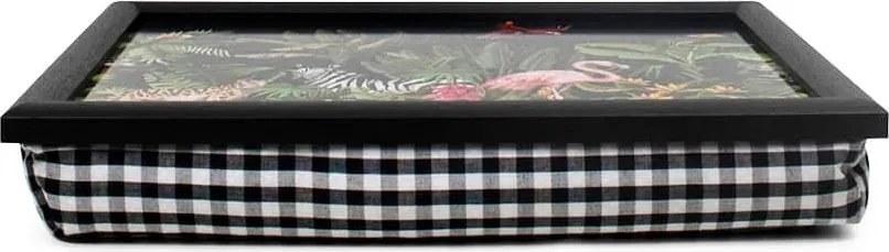 Čierny podnos na nohy s motívom džungle Jungle black - 43 * 33 * 7cm