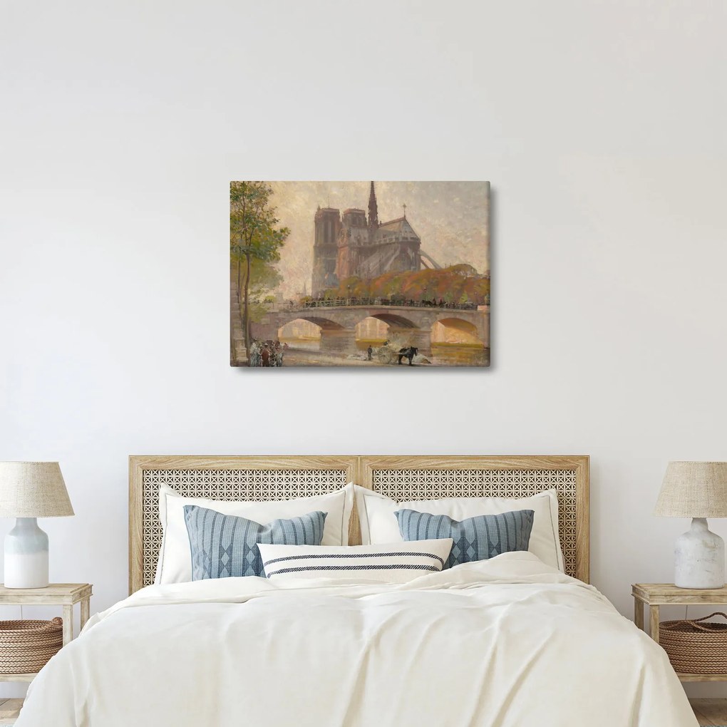 Obraz - Robert William Vonnoh, Notre Dame de Paris, reprodukcia (70x50 cm)