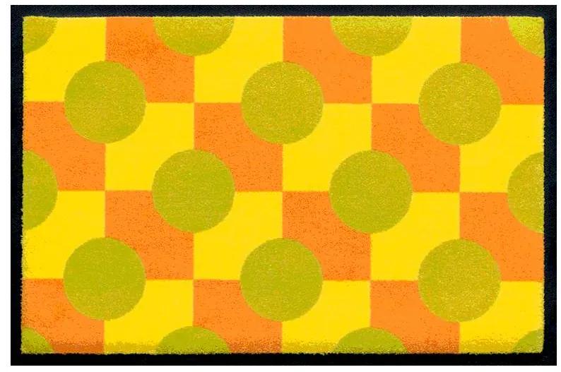 Geometrické vzory premium rohožka - žlto-zelená (Vyberte veľkosť: 85*55 cm)