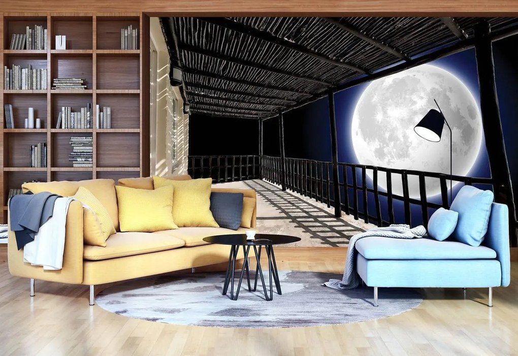Fototapeta - Terasa s výhľadom na Mesiac (152,5x104 cm)