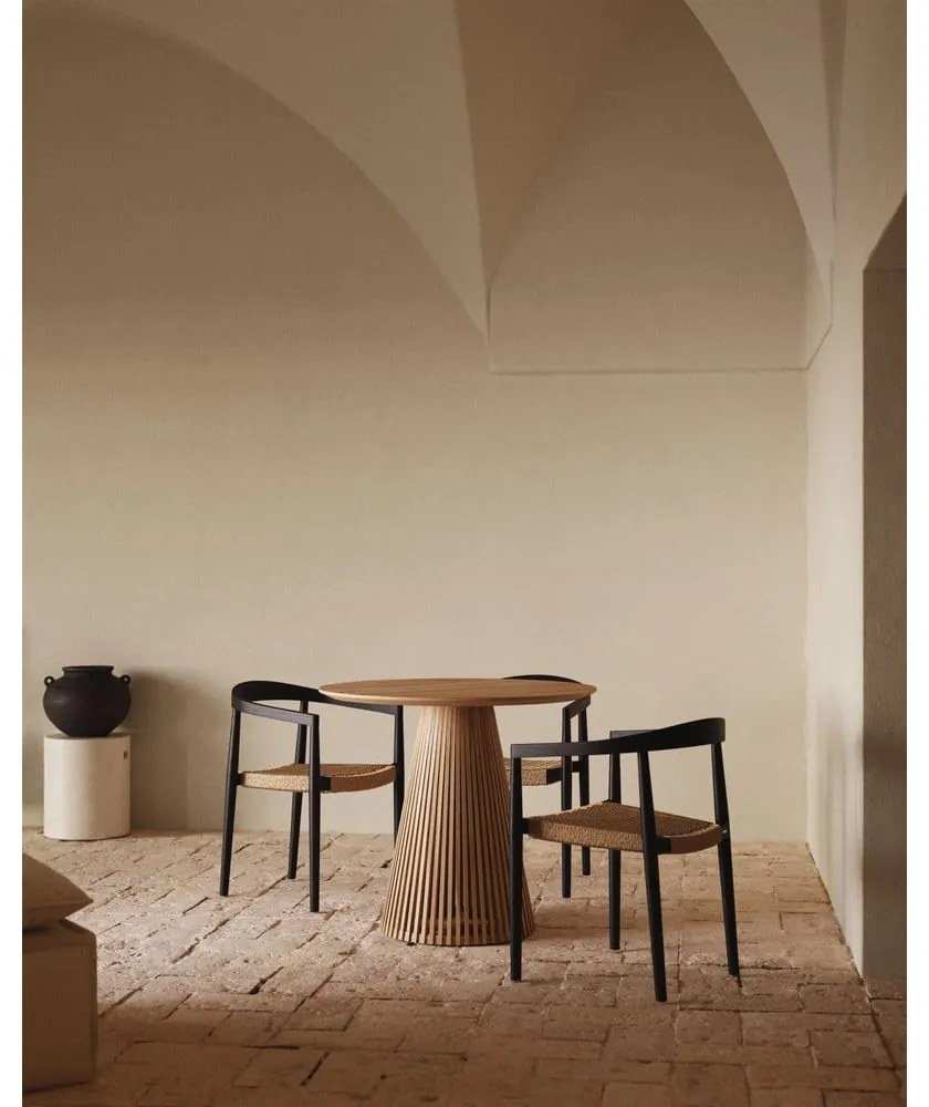 Okrúhly jedálenský stôl z tíkového dreva v prírodnej farbe ø 90 cm Jeanette – Kave Home