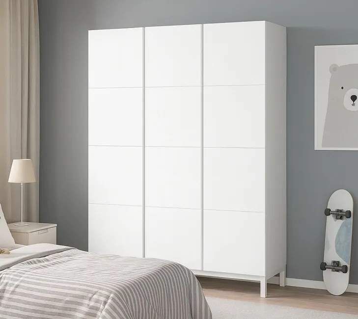 Moderná šatníkova skriňa Eva biela 150cm