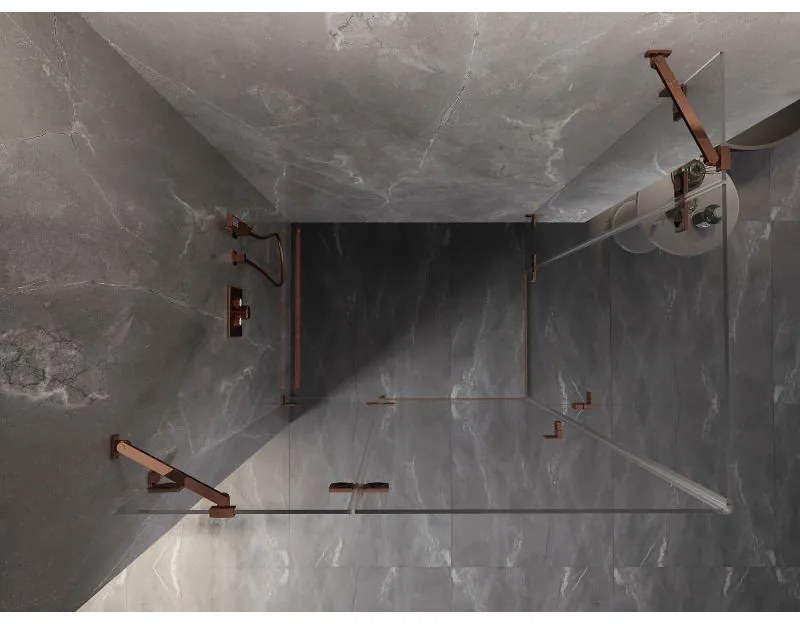 Mexen Lunar Duo, výklopný sprchový kút 105 x 70 cm, 8mm číre sklo, profil ružové zlato, 834-105L-070P-60-00