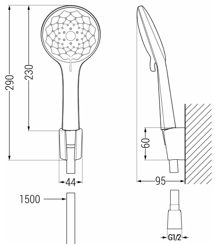 Mexen Sabre R74 vaňová batéria so sprchovým setom, čierna - 7213R74-70