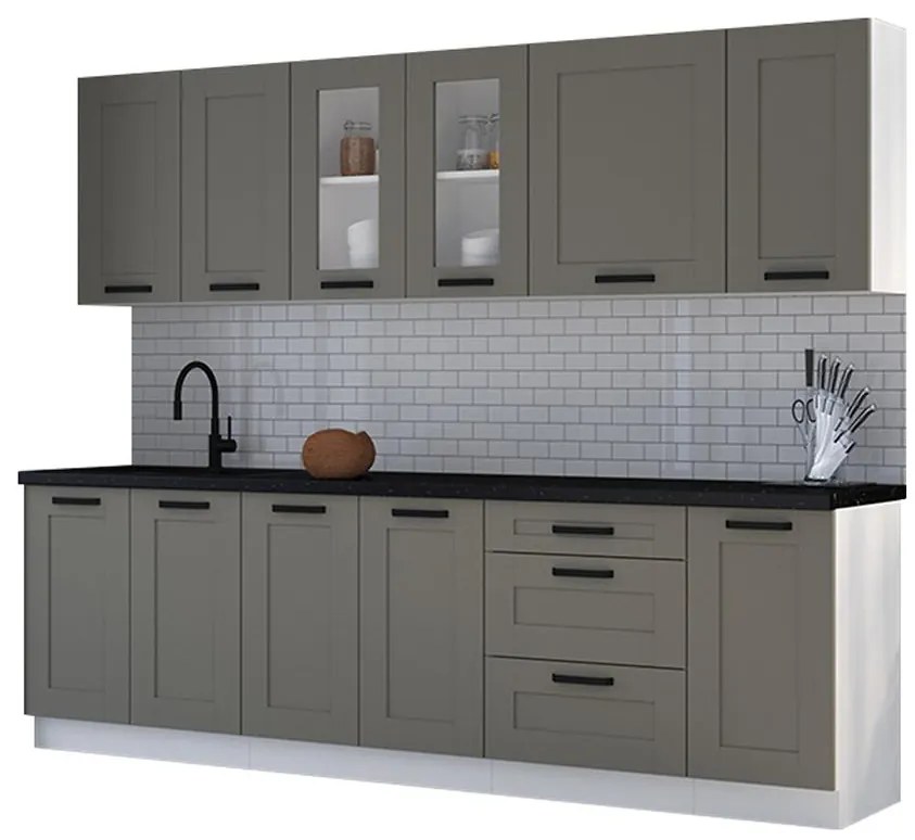 Kuchynská linka Luna claygrey/biela 260 bez dosku