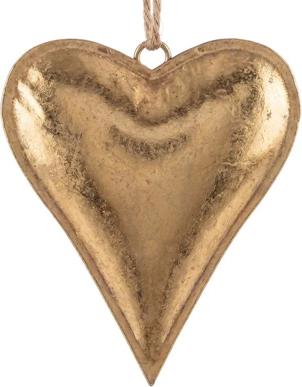 Zlatá antik kovová závesná dekorácia srdca Heart Antique M - 19*3*16 cm