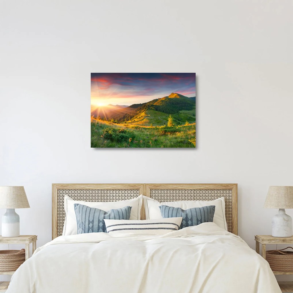 Sklenený obraz - Letná krajina (70x50 cm)