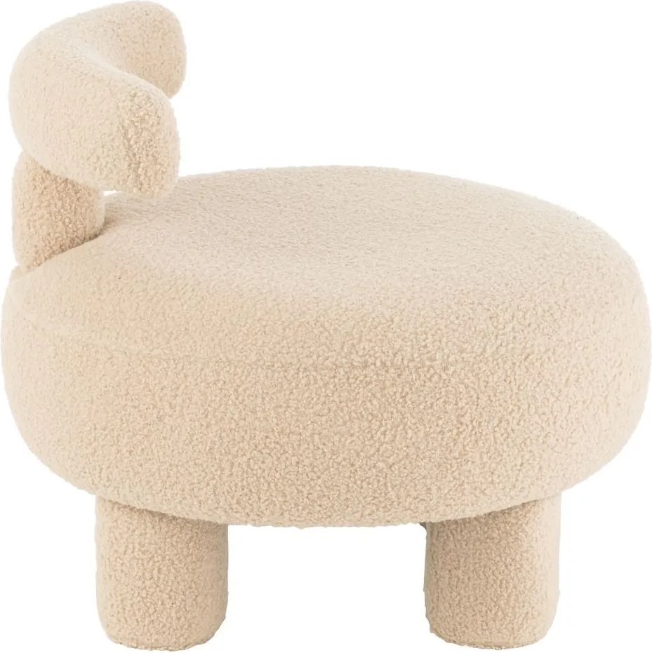 Béžová okrúhla stolička s opierkou Teddy Bouclé Beige - Ø 52*49 cm