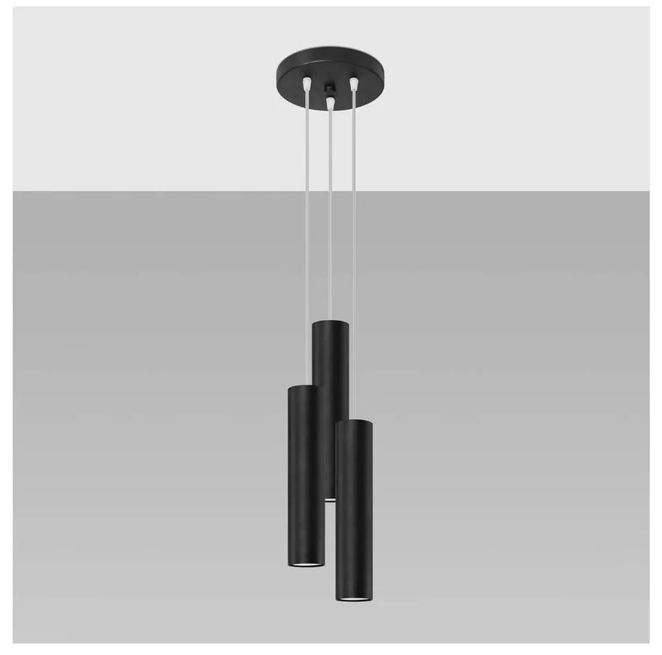 Čierne závesné svietidlo ø 6 cm Castro – Sollux