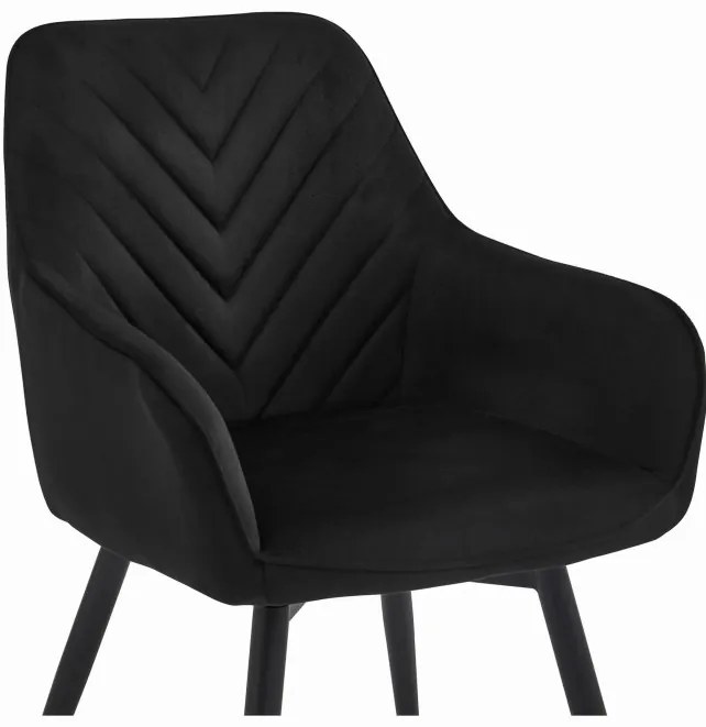 Jedálenská otočná stolička NANA360 zamatová, čierna (čierne nohy)