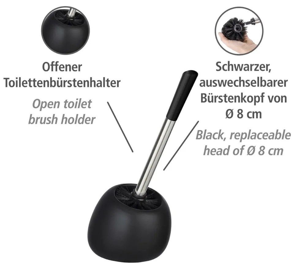 Čierna keramická toaletná kefa Wenko Polaris