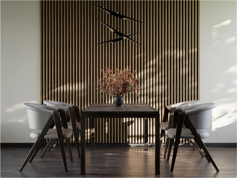 Akustické dekoračné panely SLIM, dub svetlý 3D lamely na filcovom podklade, rozmer 270 x 30 cm, IMPOL TRADE