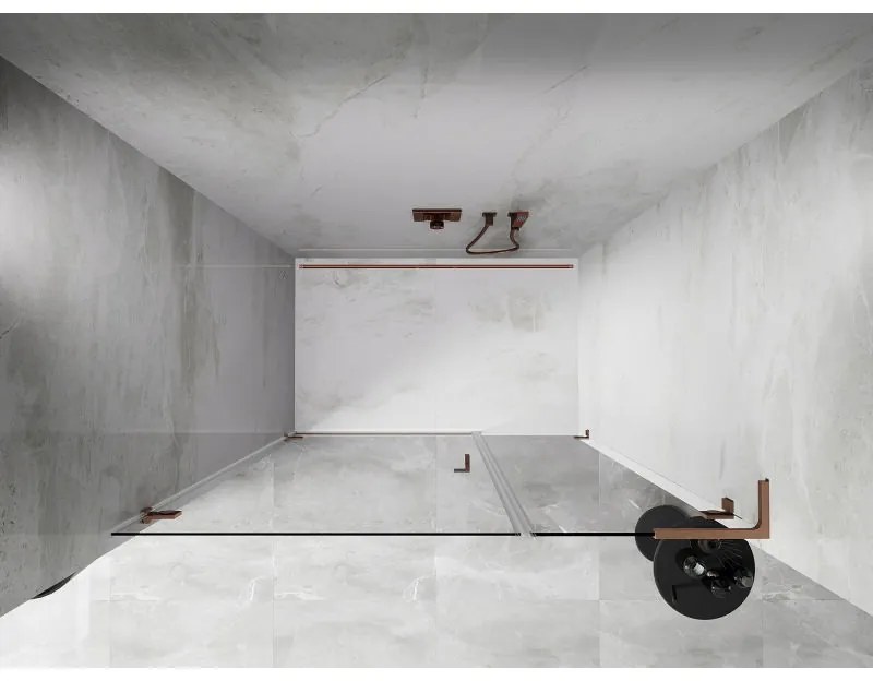 Mexen Lunar-B, L Otočné ľavé sprchové dvere 110 cm, 8mm číre sklo, medený matný profil, 832SL-110-050-65-00-L