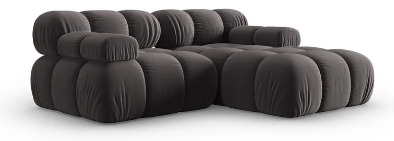 Tmavosivá zamatová rohová pohovka (pravý roh) Bellis – Micadoni Home