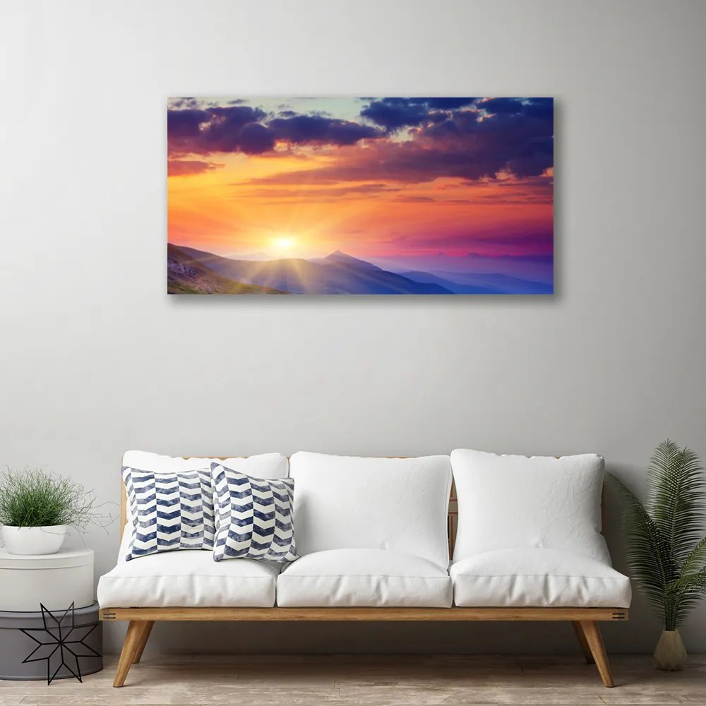Obraz Canvas Slnko hory príroda 140x70 cm