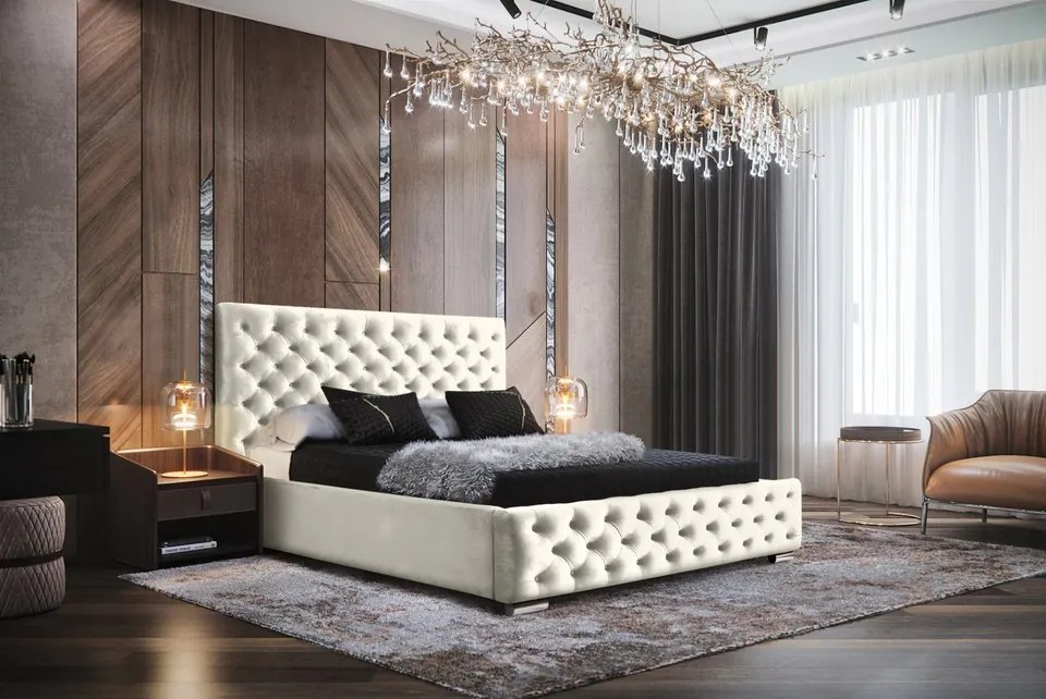 MANŽELSKÁ ČALÚNENÁ POSTEĽ BARON 200x200 S ROŠTOM CHESTERFIELD